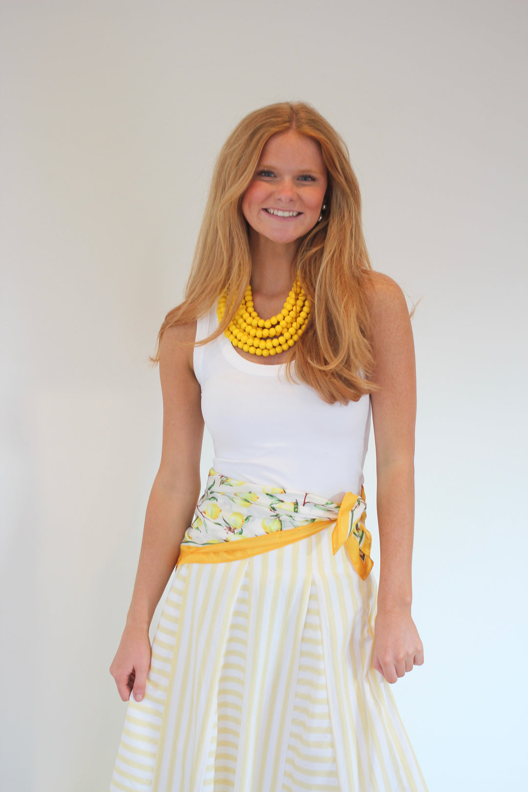 Sunshine Stripe Panel Midi Skirt