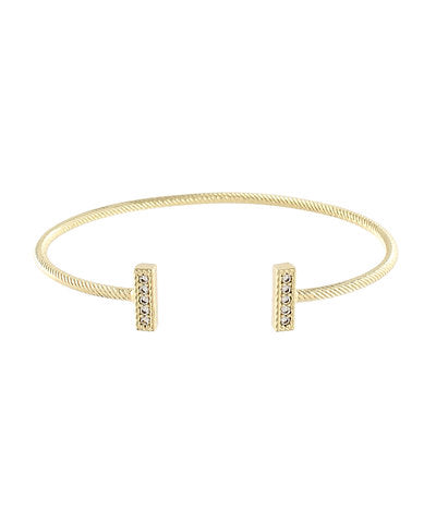 Pave CZ Bar Cuff - Gold