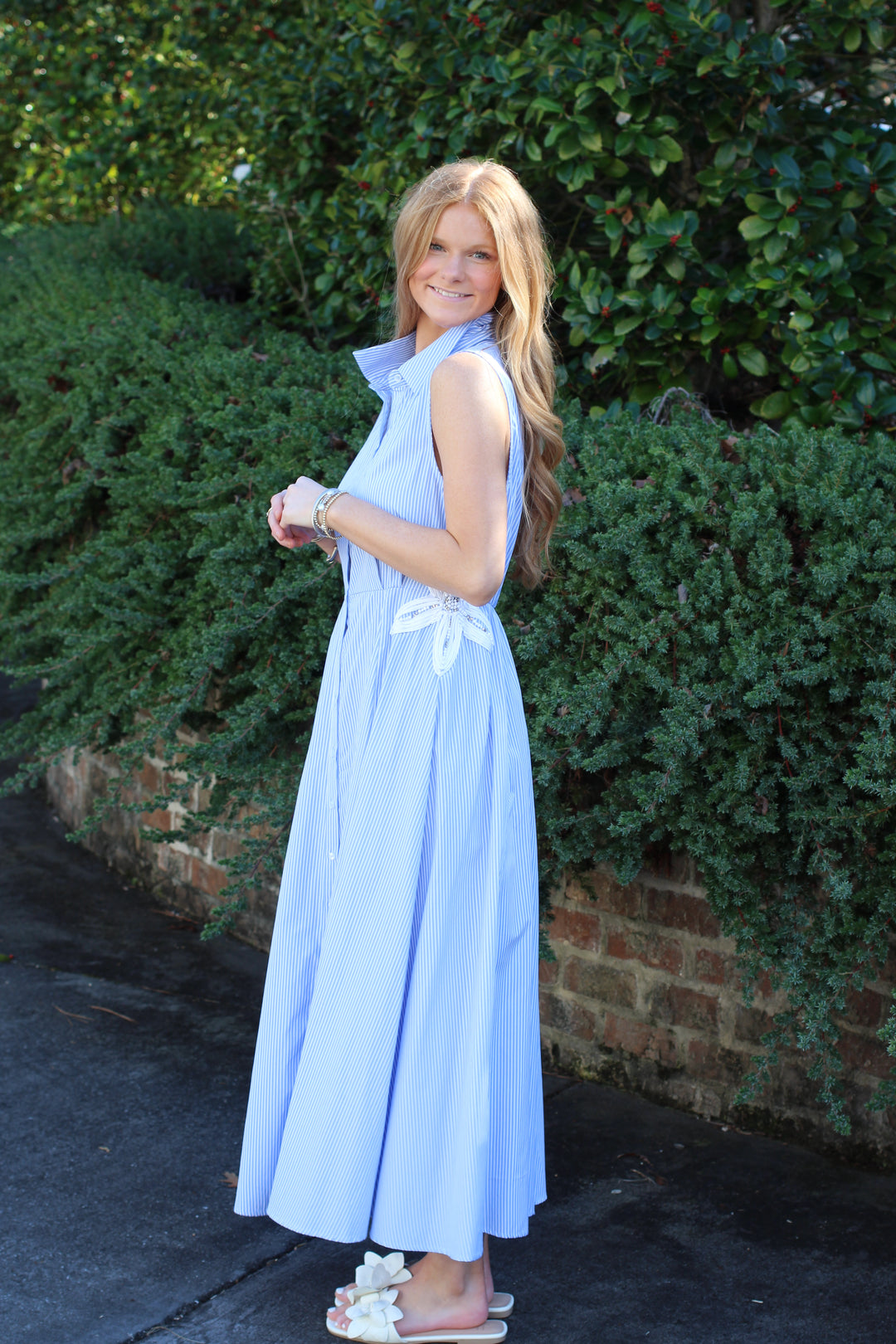 Flower Applique Midi Dress