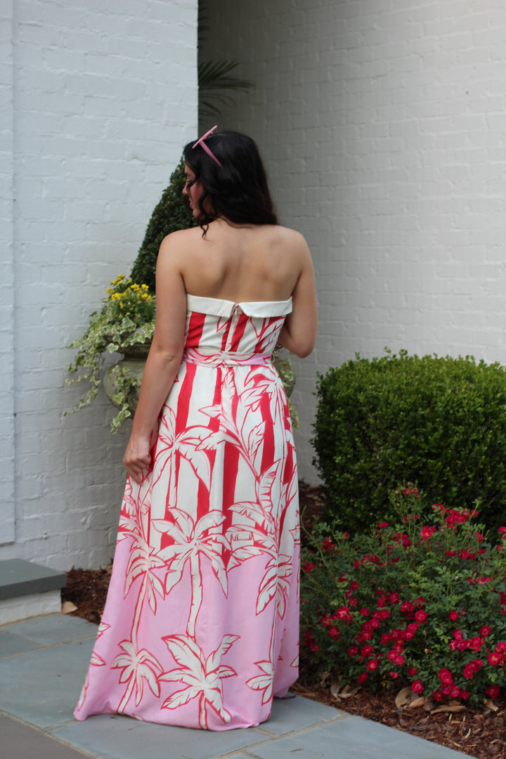 Red Palms Linen Dress