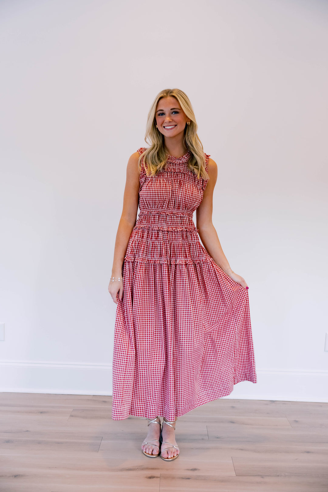 Red Gingham Drop Waist Dress
