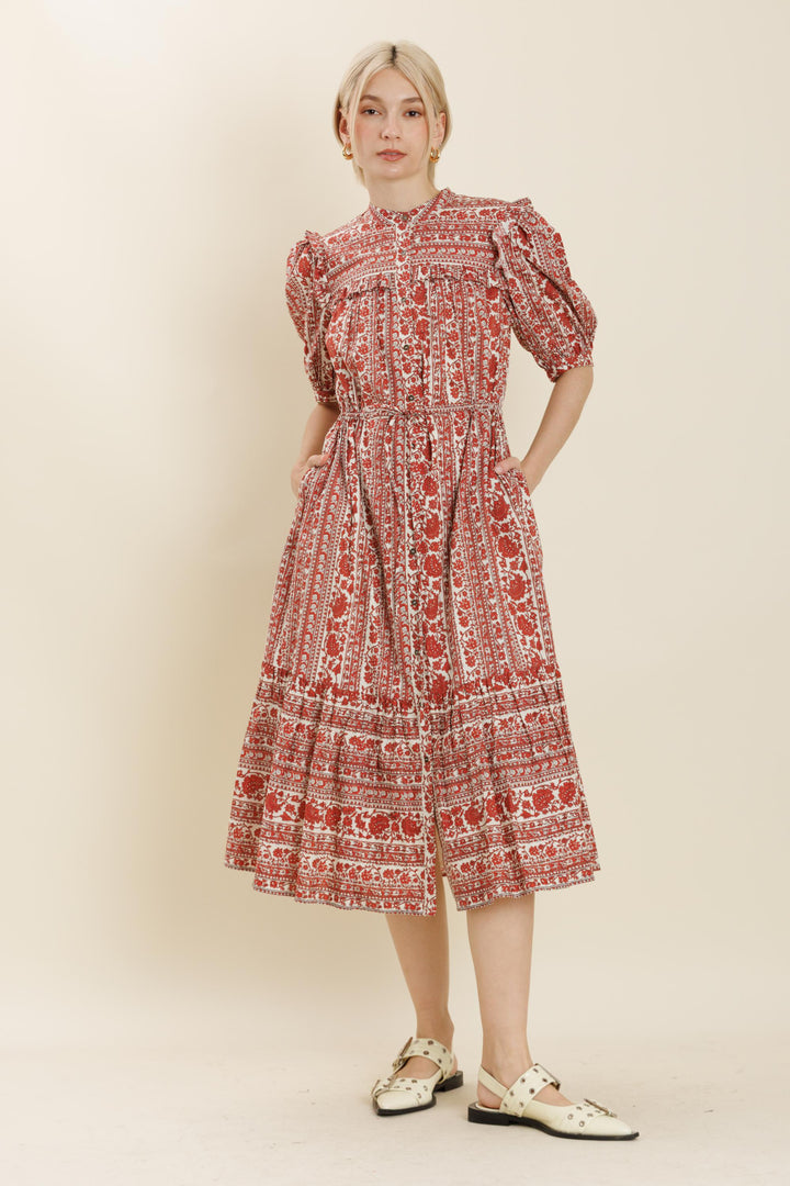 Red Roses Midi Dress