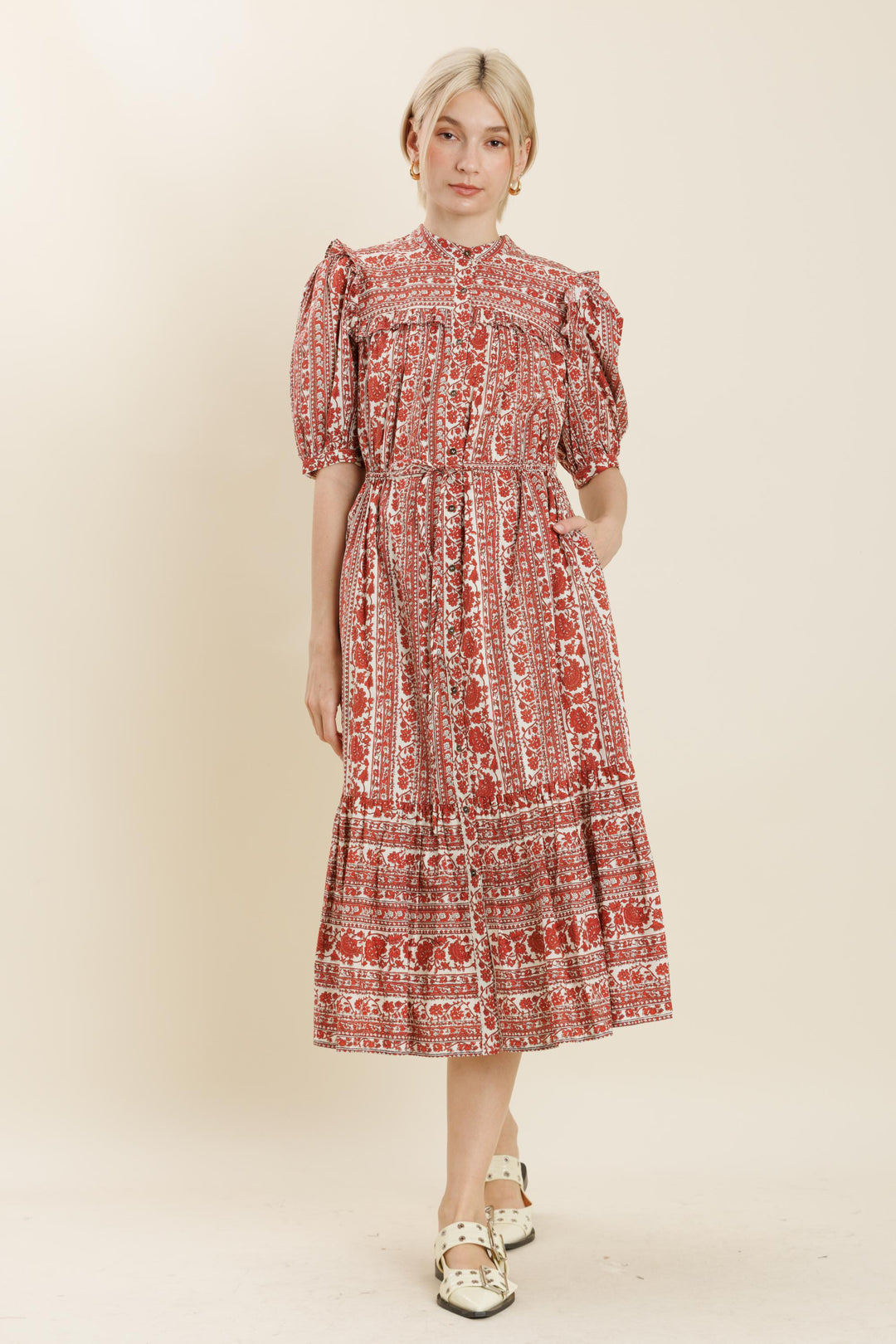 Red Roses Midi Dress