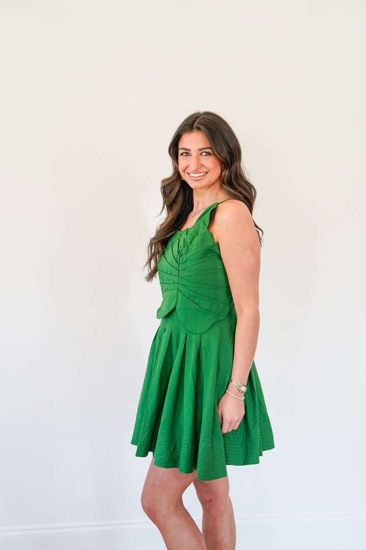 Green One Shoulder Lea Mini Dress