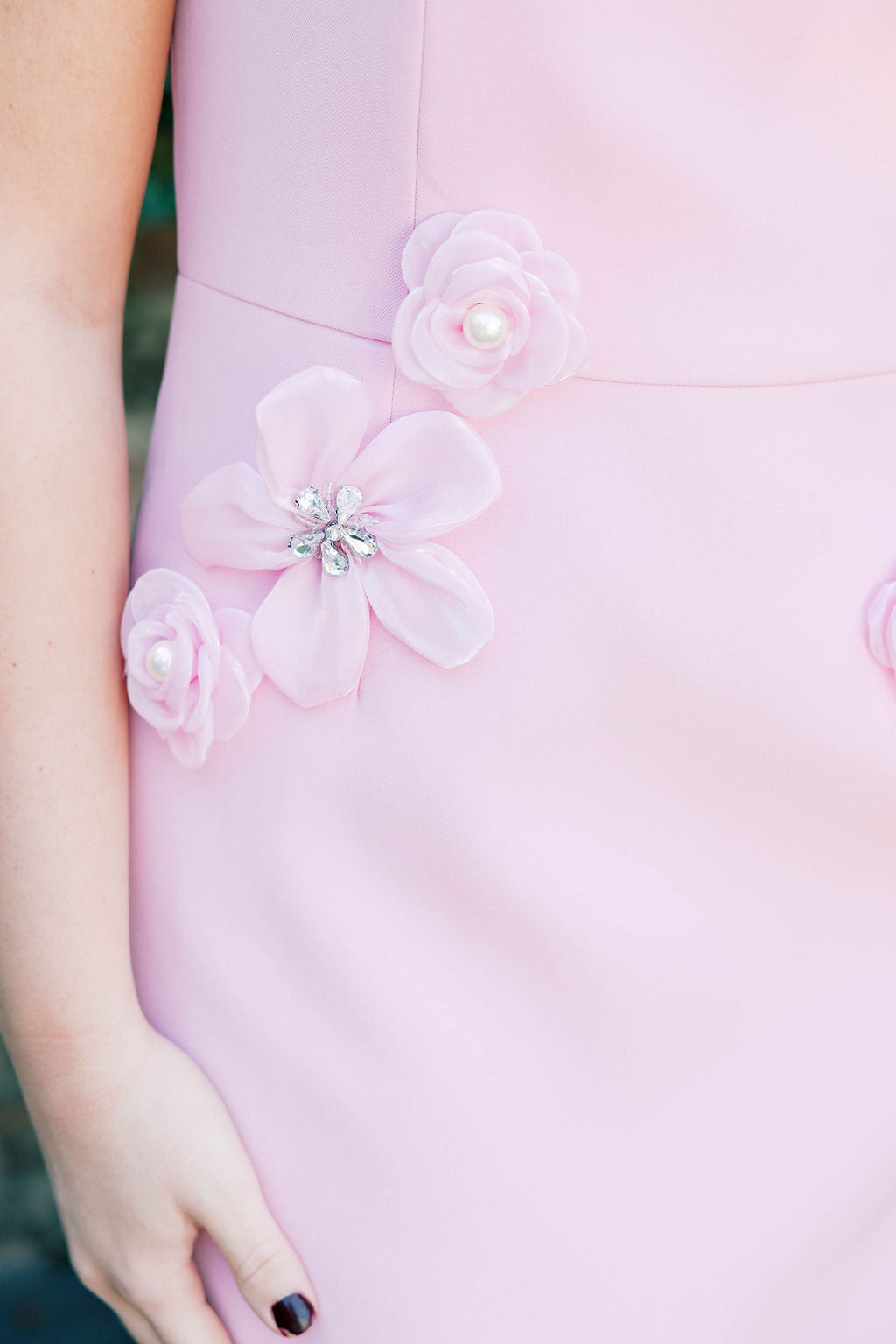 Hand-Studded Floral Appliqué Dress