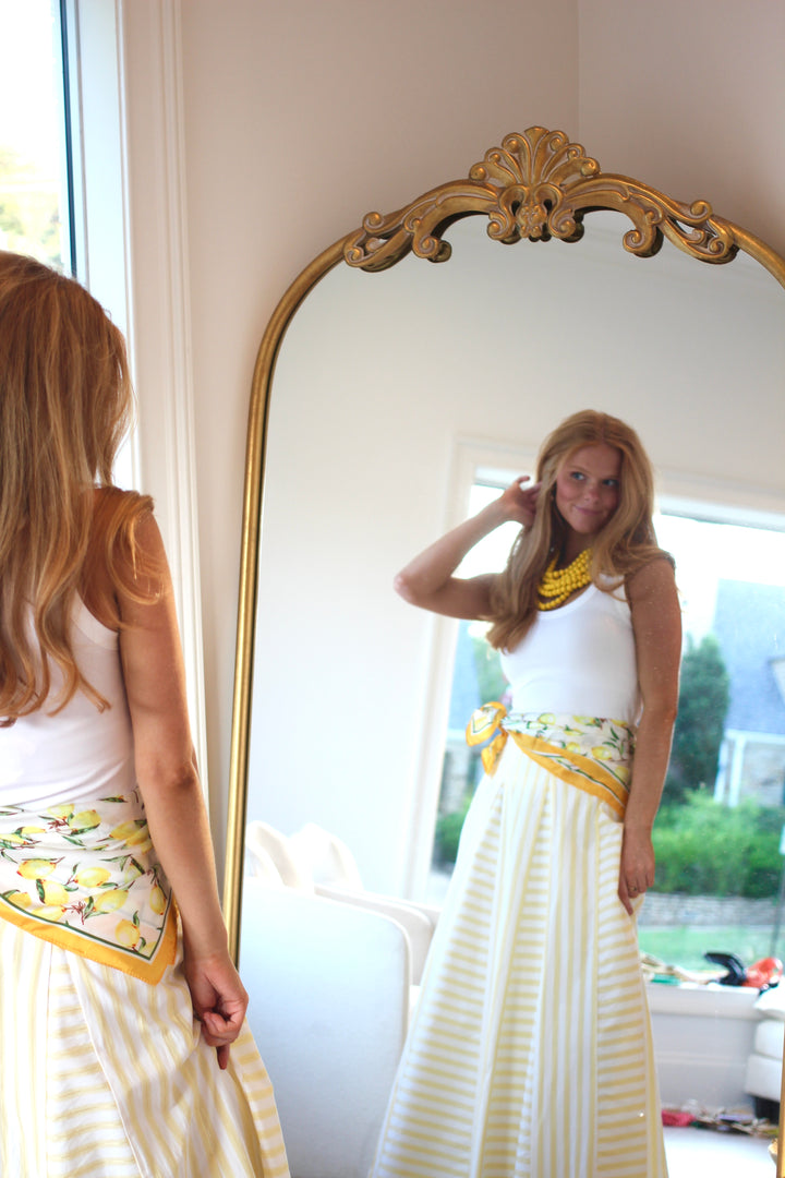 Sunshine Stripe Panel Midi Skirt