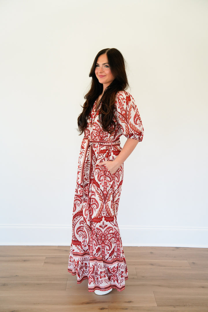 Off-White Tropical Cameo Belted Maxi Dress