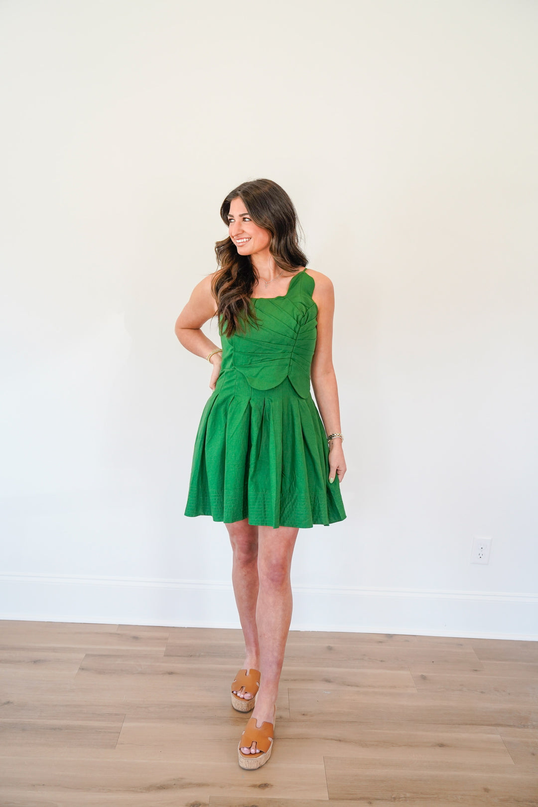 Green One Shoulder Lea Mini Dress