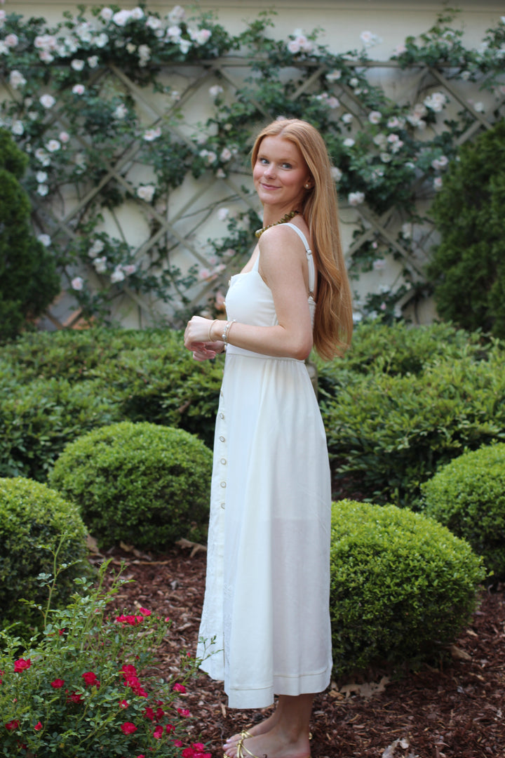 Eyelet Detail Midi Dress