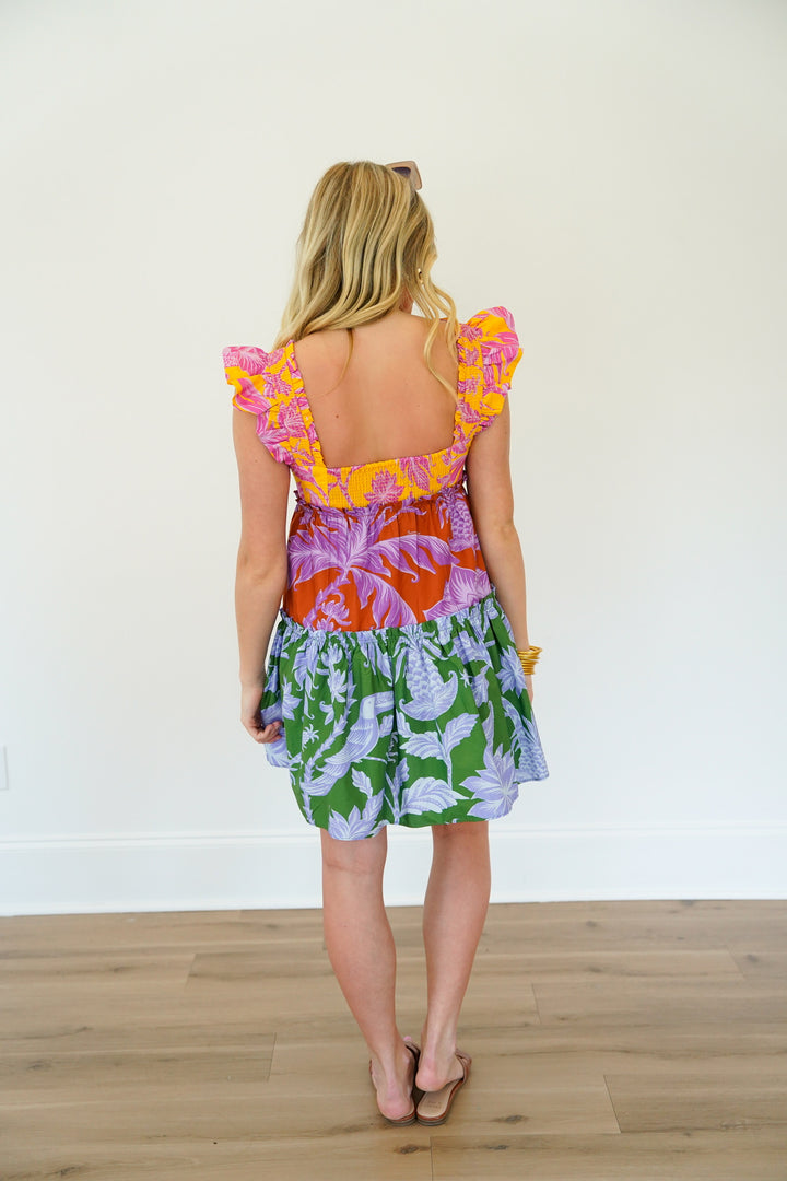 Tropical Swing Mix Mini Dress