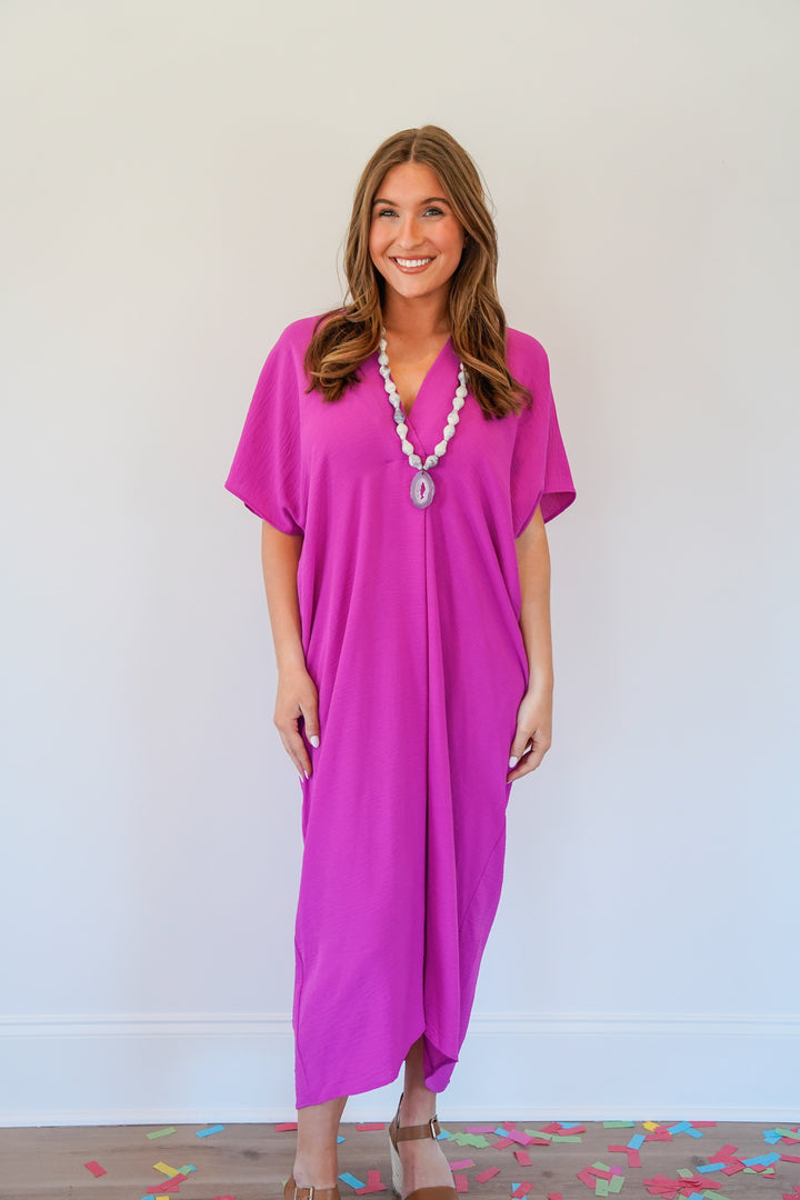 Crepe Caftan Dress