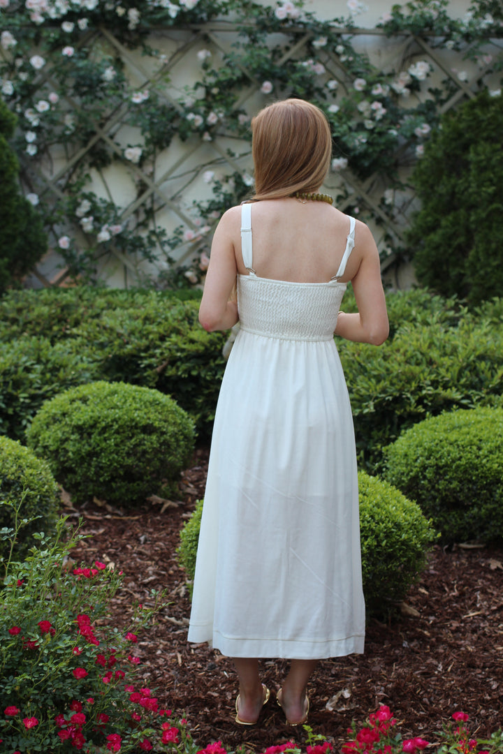 Eyelet Detail Midi Dress