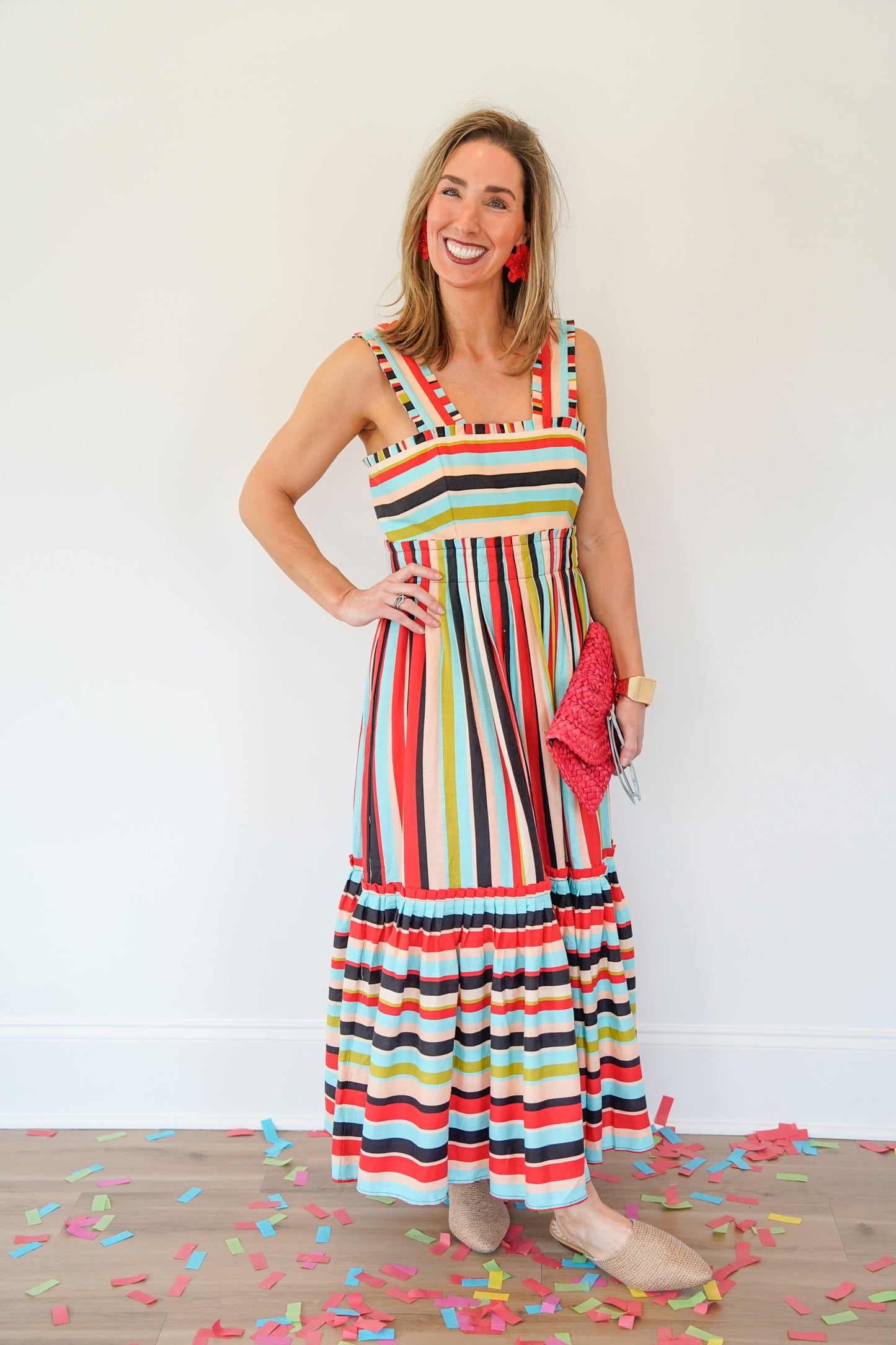 Color Stripes Sleeveless Maxi Dress