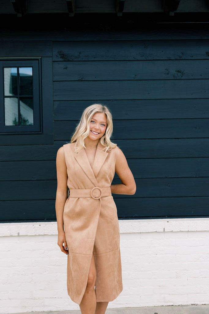 Faux Suede Vest Dress