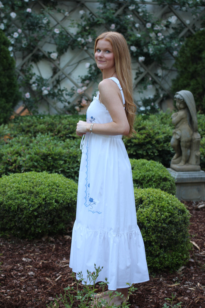 Embroidered Scalloped Dress
