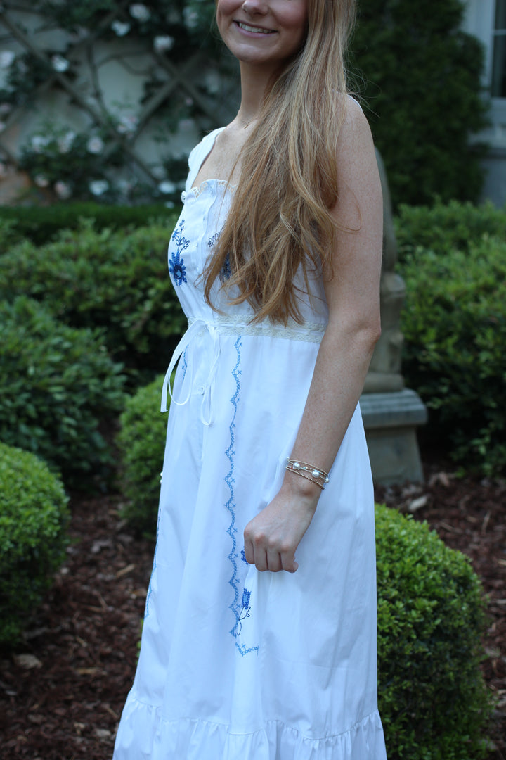Embroidered Scalloped Dress