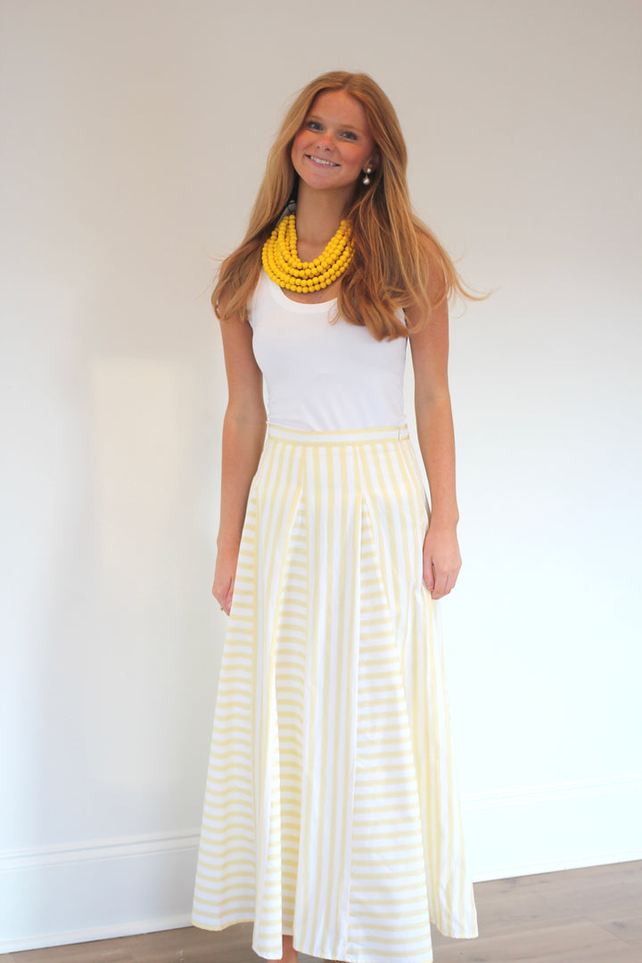 Sunshine Stripe Panel Midi Skirt