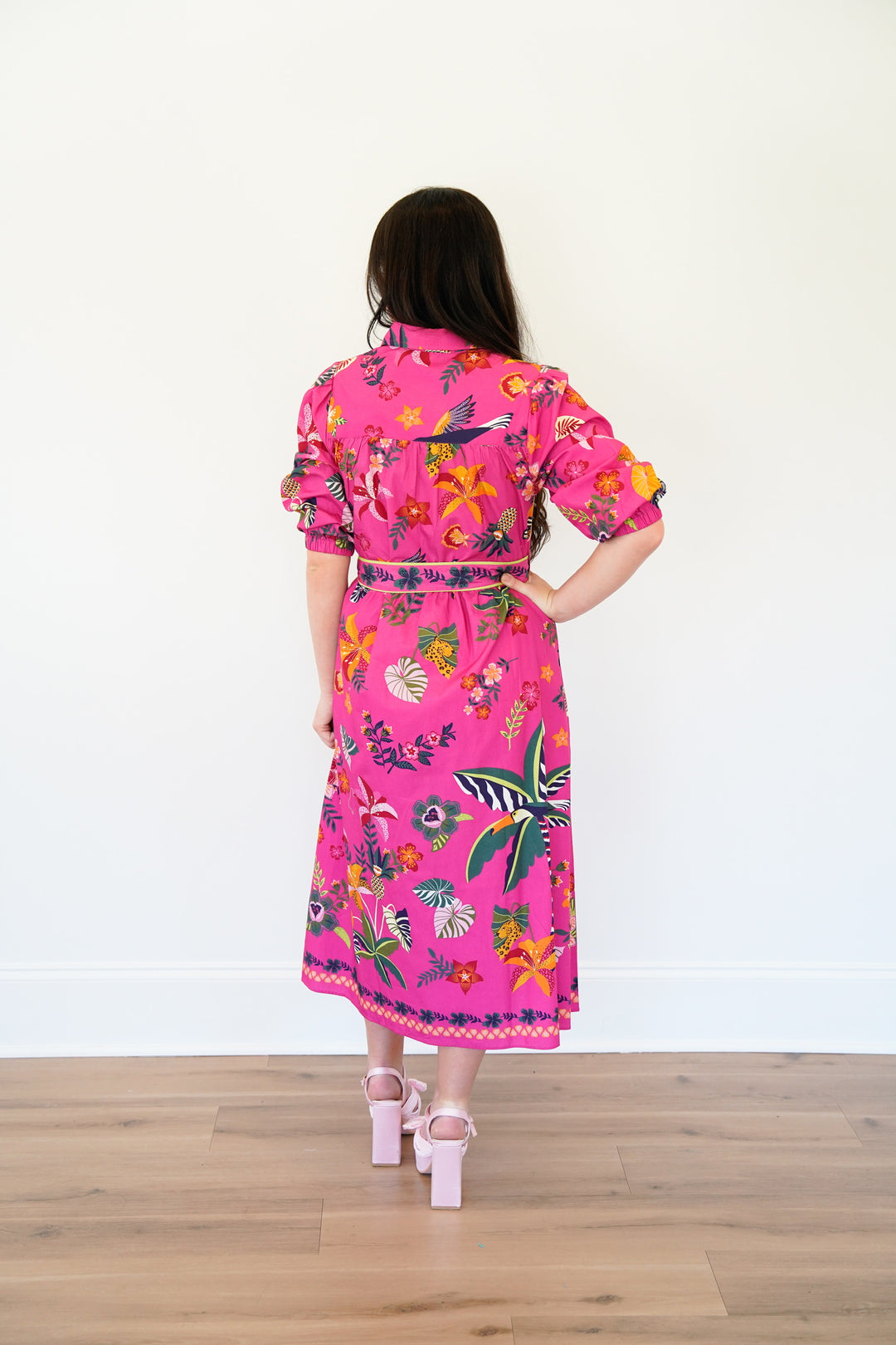 Raspberry Bloom Midi Dress