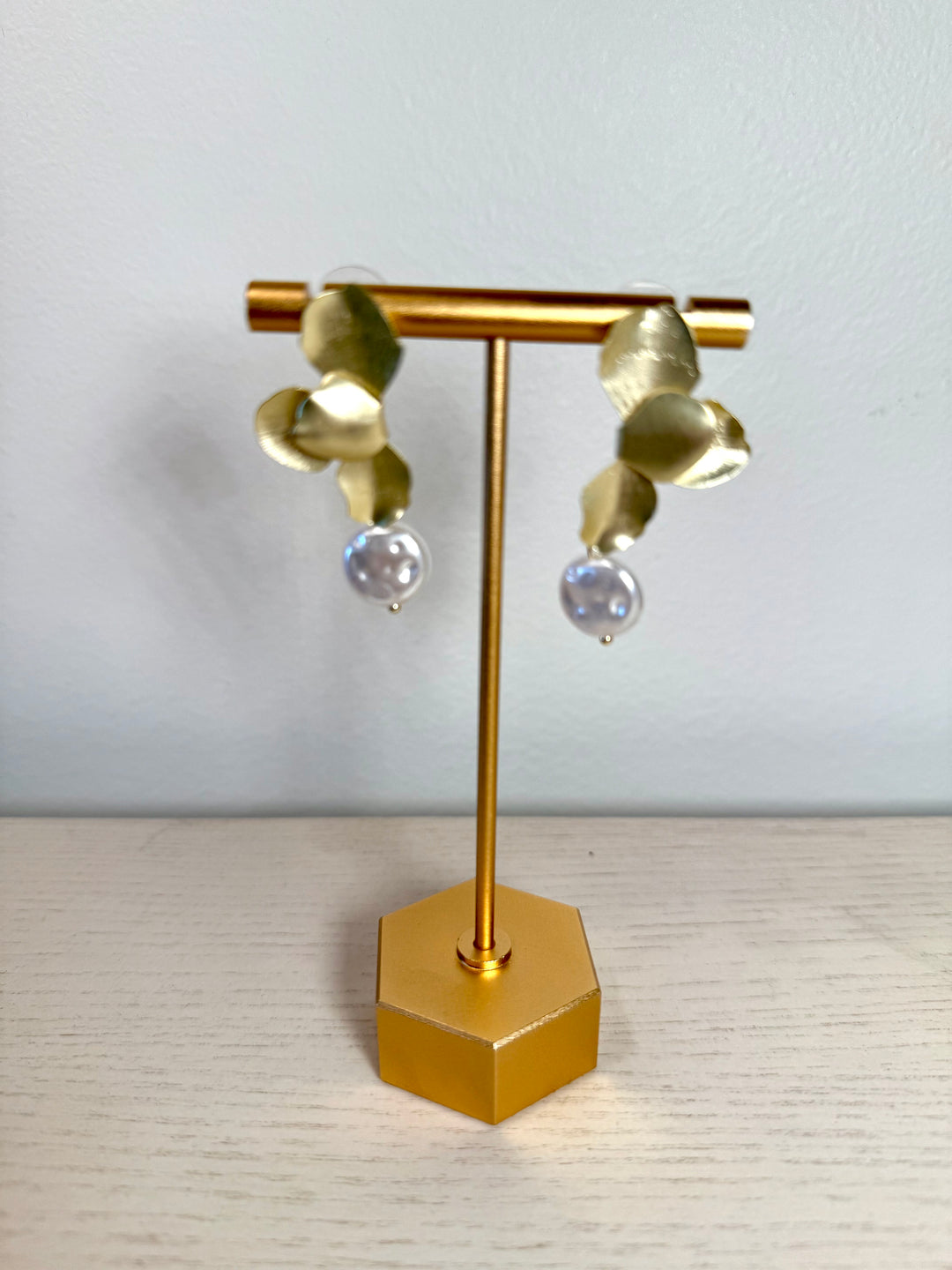 Gold & Pearl Drop Earrings