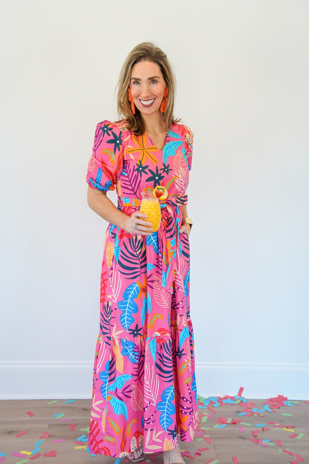 Pink Palms Maxi Dress