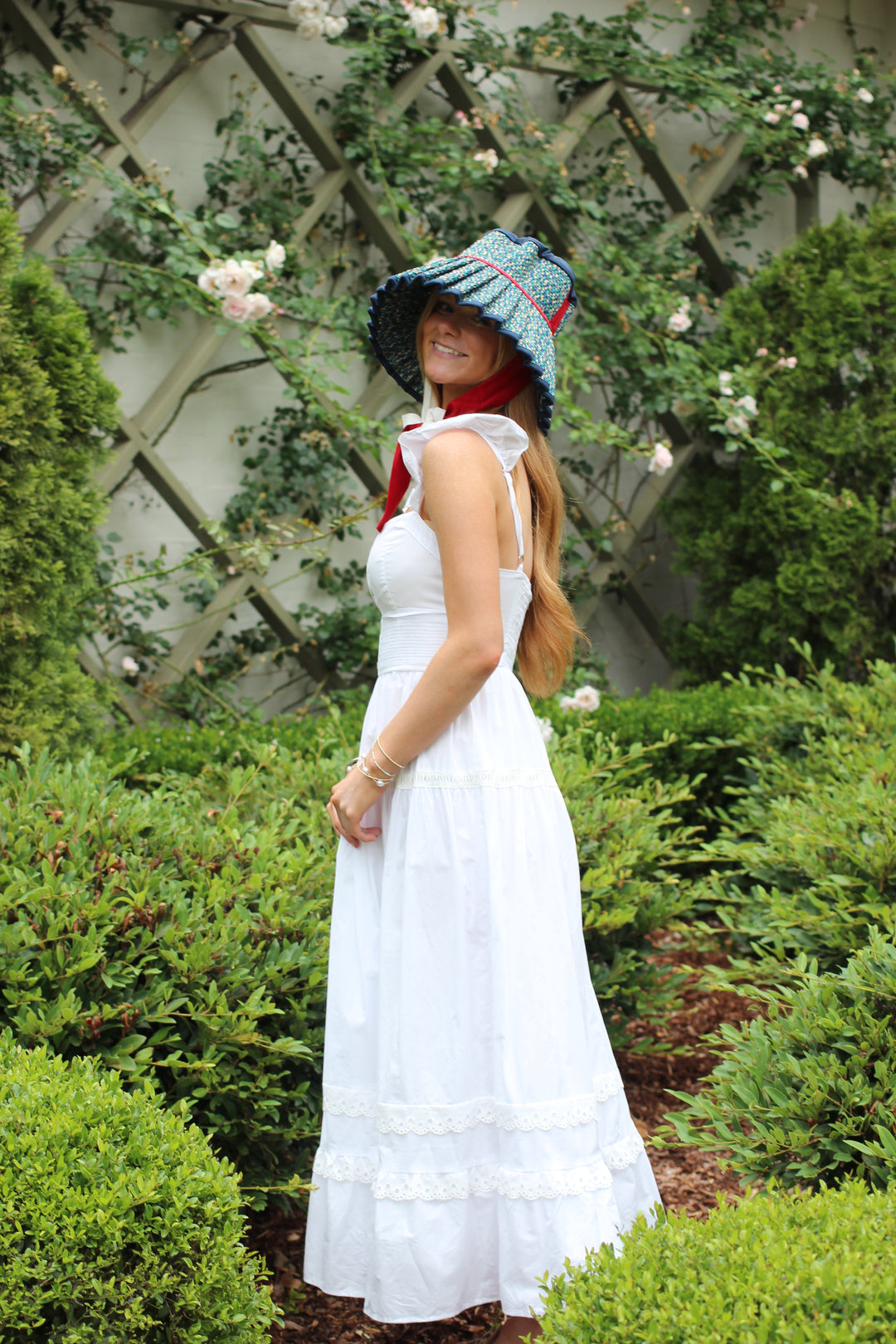 Lace Trim Tiered Detail Ruffle Strap Midi Dress