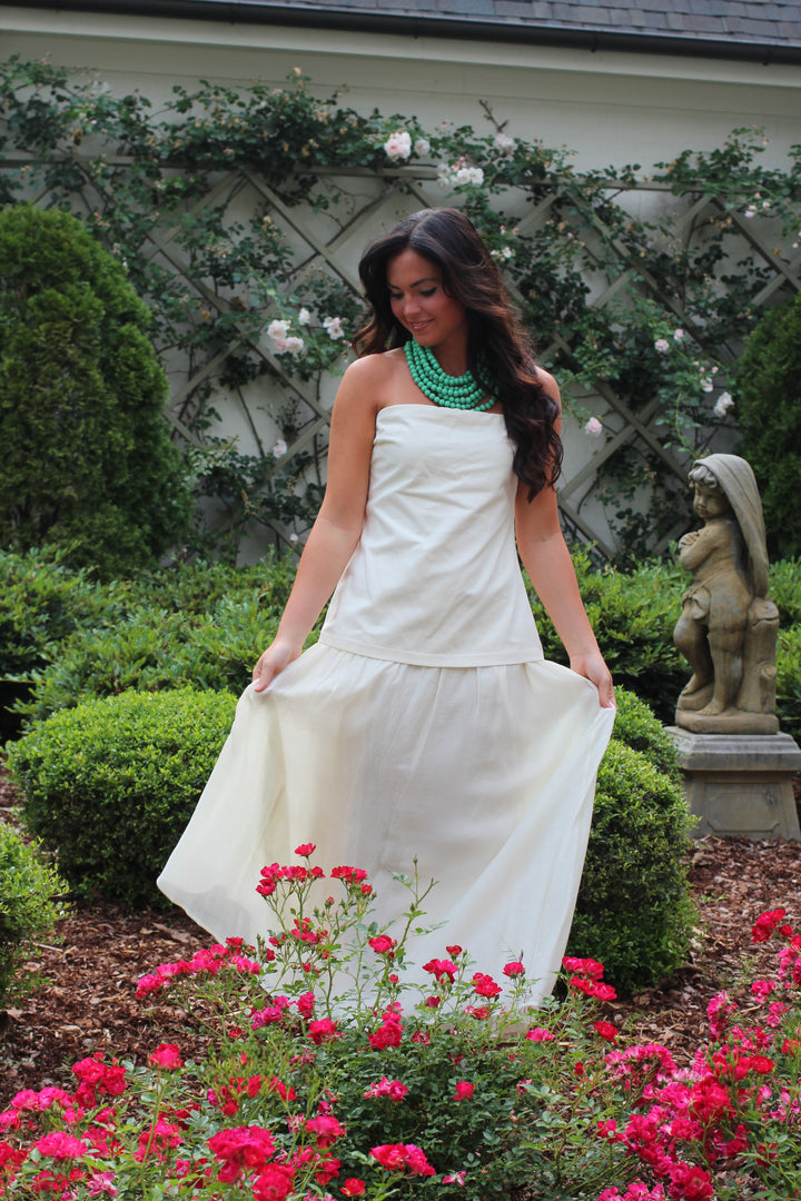 Drop Waist Strapless Dress