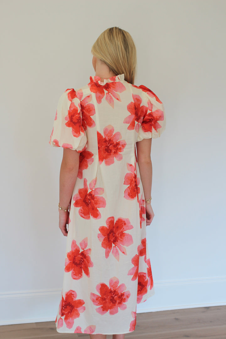 Puff Sleeve Midi Dress