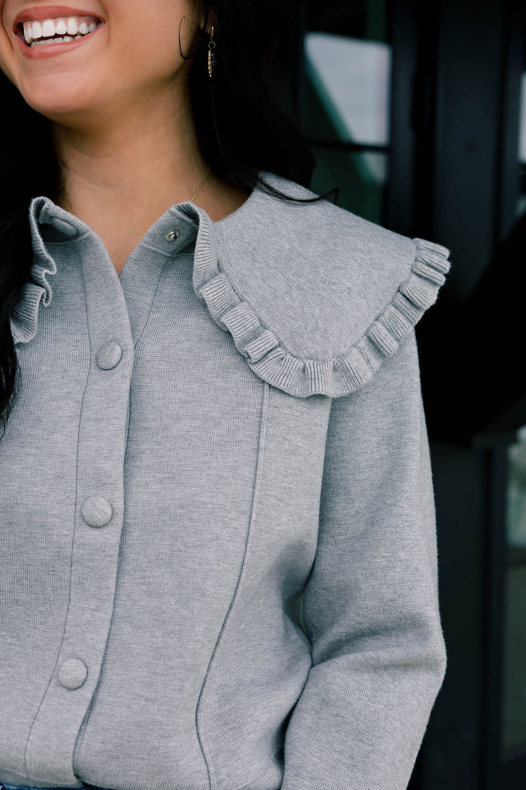 Ruffle Collar Knit Jacket