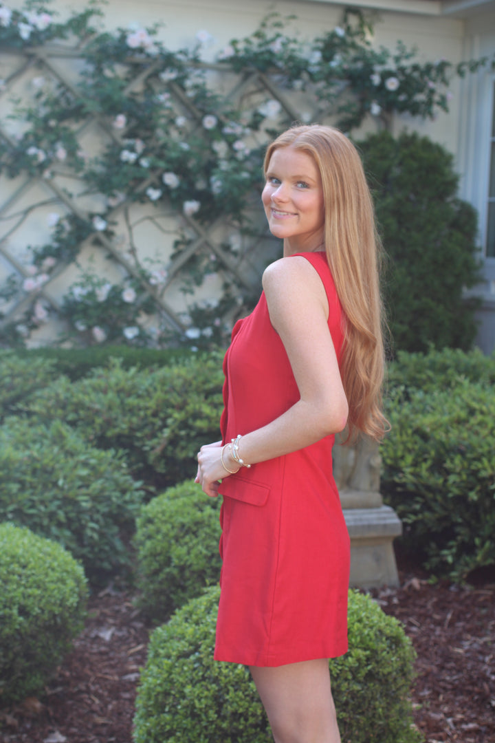 Ruby Red Seashell Button Dress