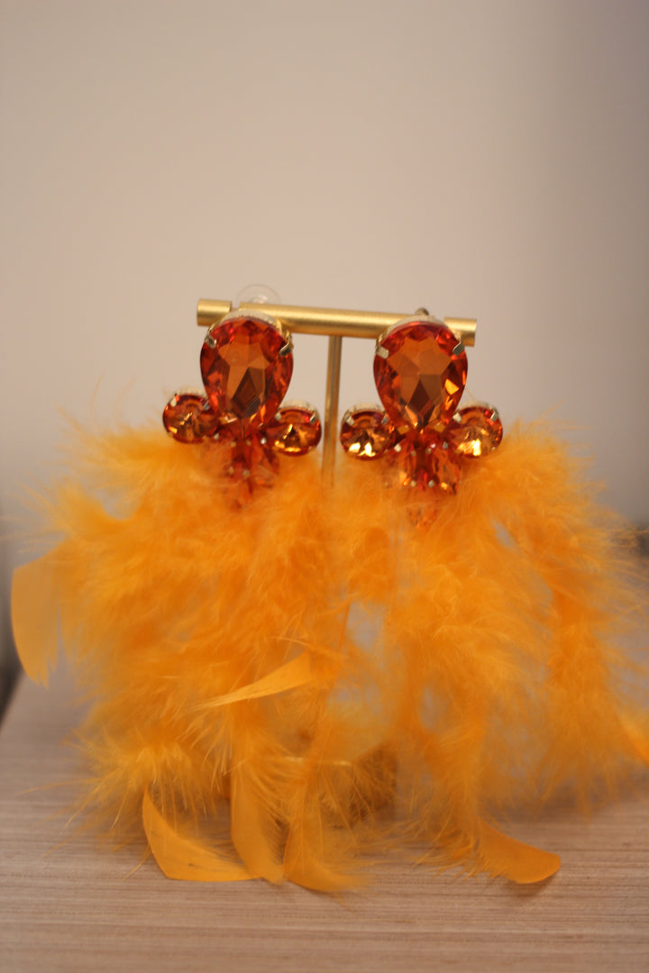 Orange Feather Earrings