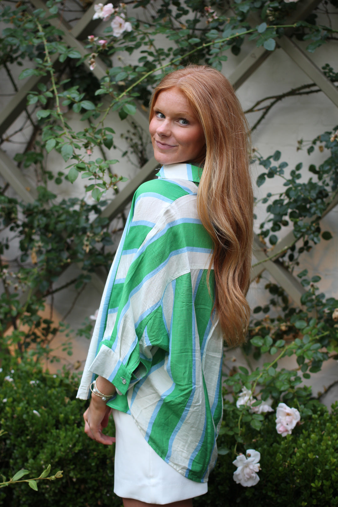 Summer Stripes Button Down Top
