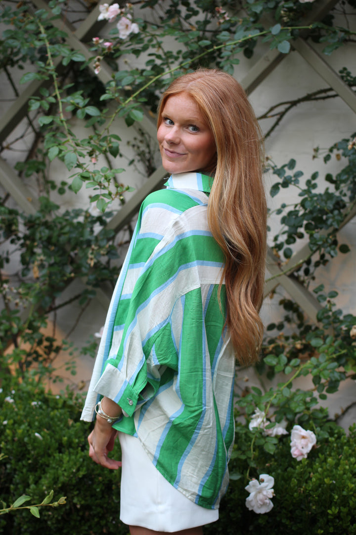 Summer Stripes Button Down Top