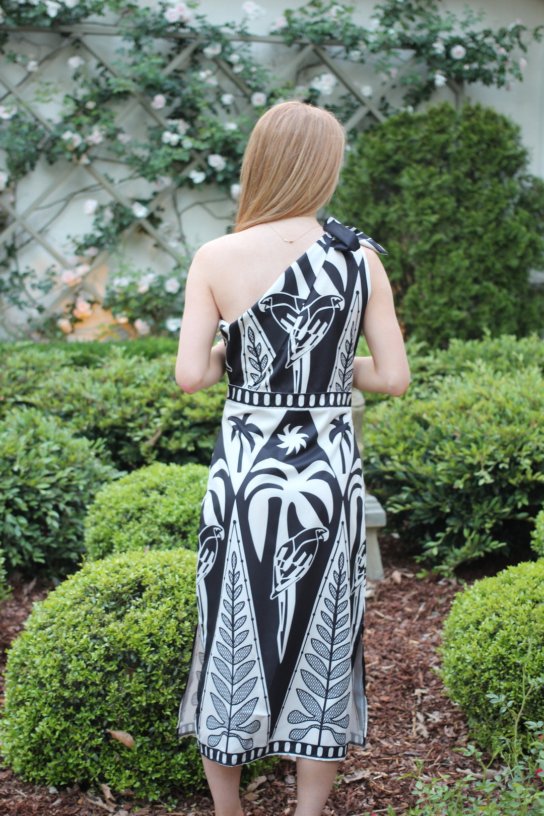 Palm One Shoulder Midi Dress