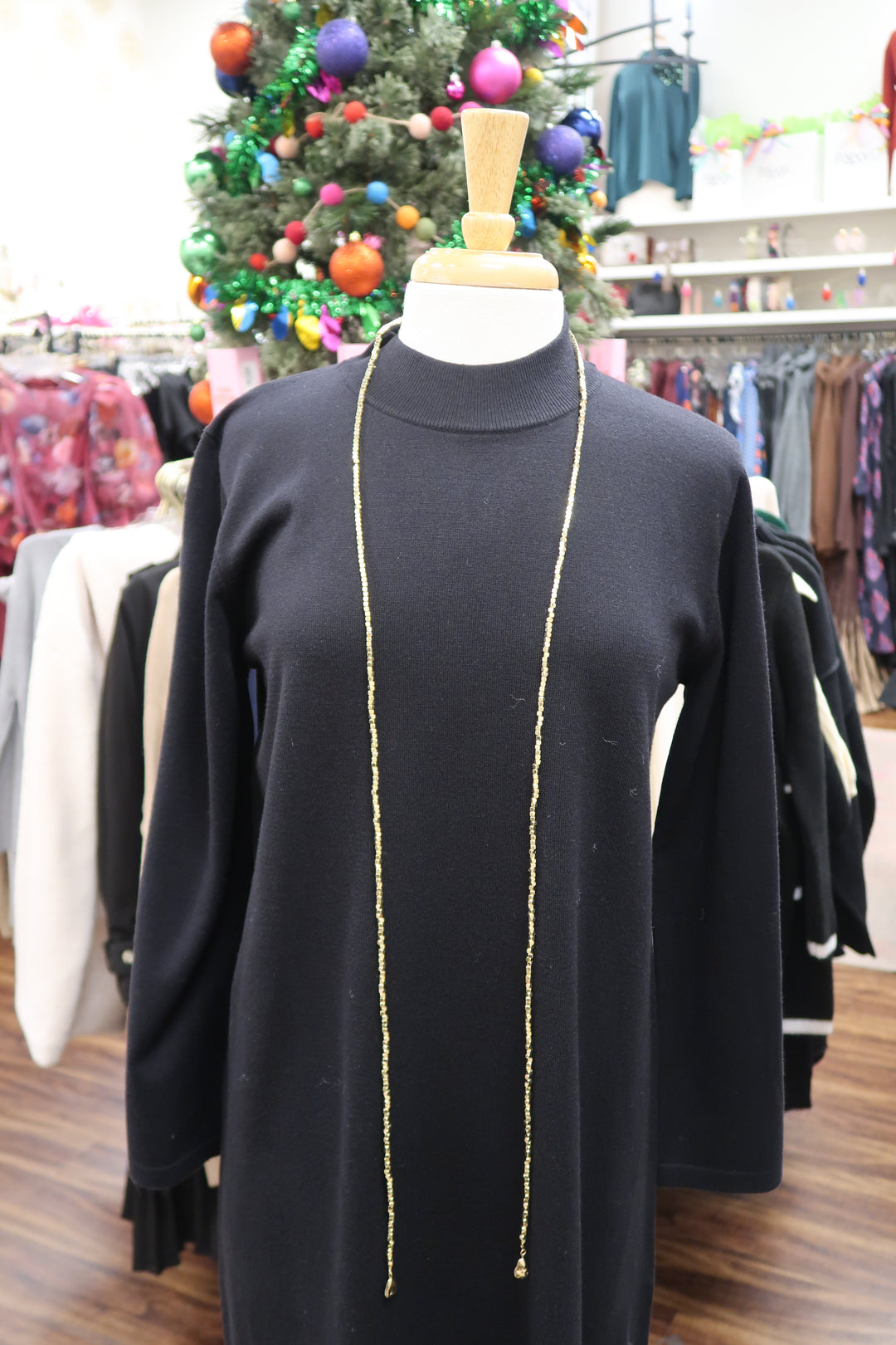 Gold Beaded Wrap Necklace