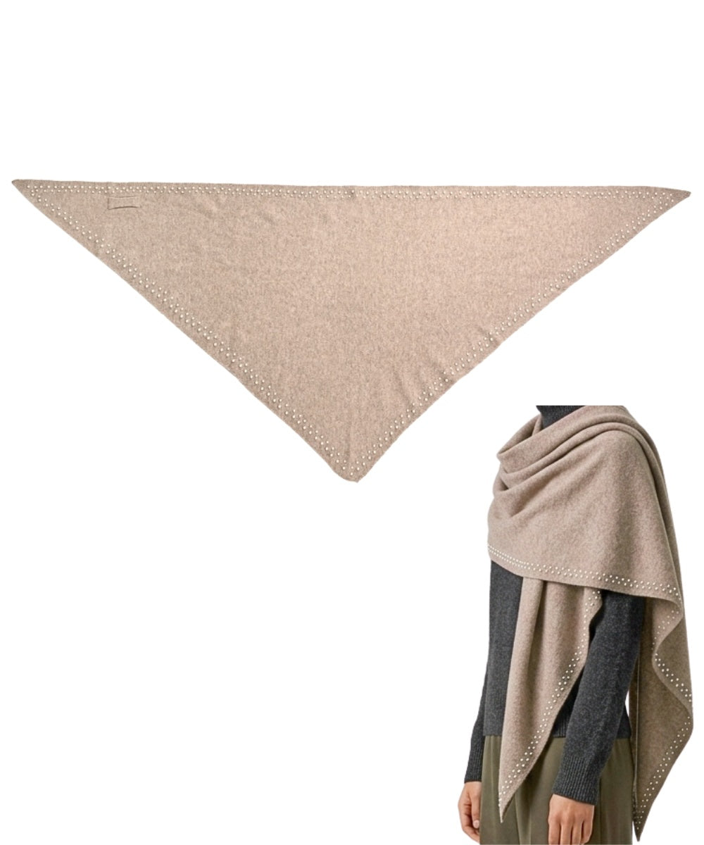 Pearl Trim Knit Triangle Scarf