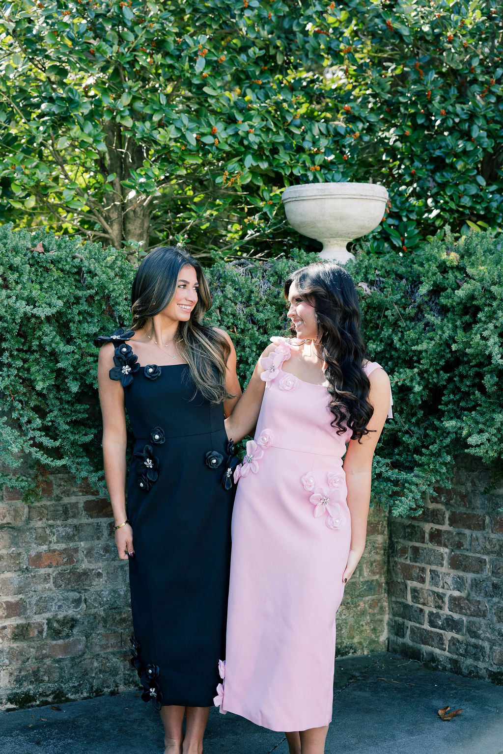 Hand-Studded Floral Appliqué Dress