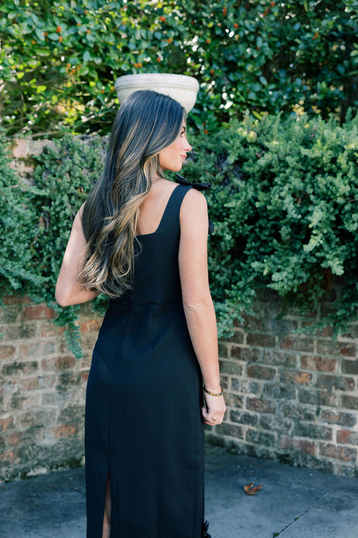 Hand-Studded Floral Appliqué Dress