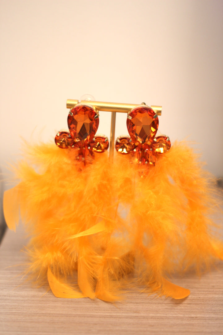 Orange Feather Earrings