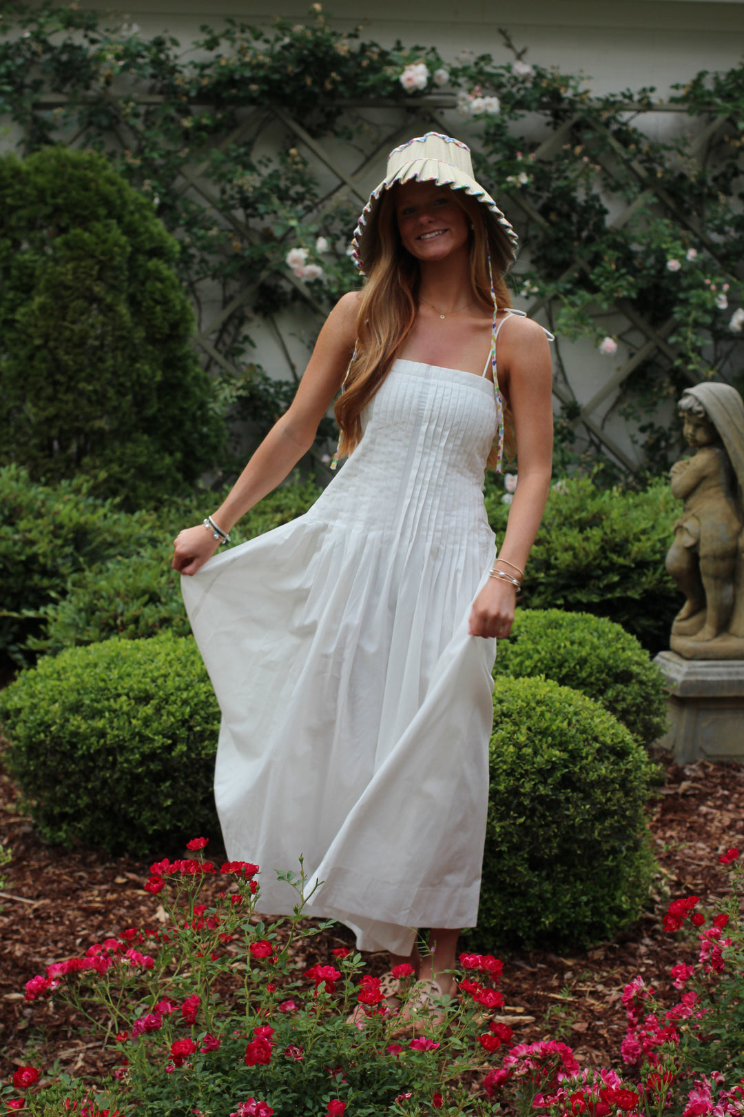 Ivory Grace Pleated Detail Dress