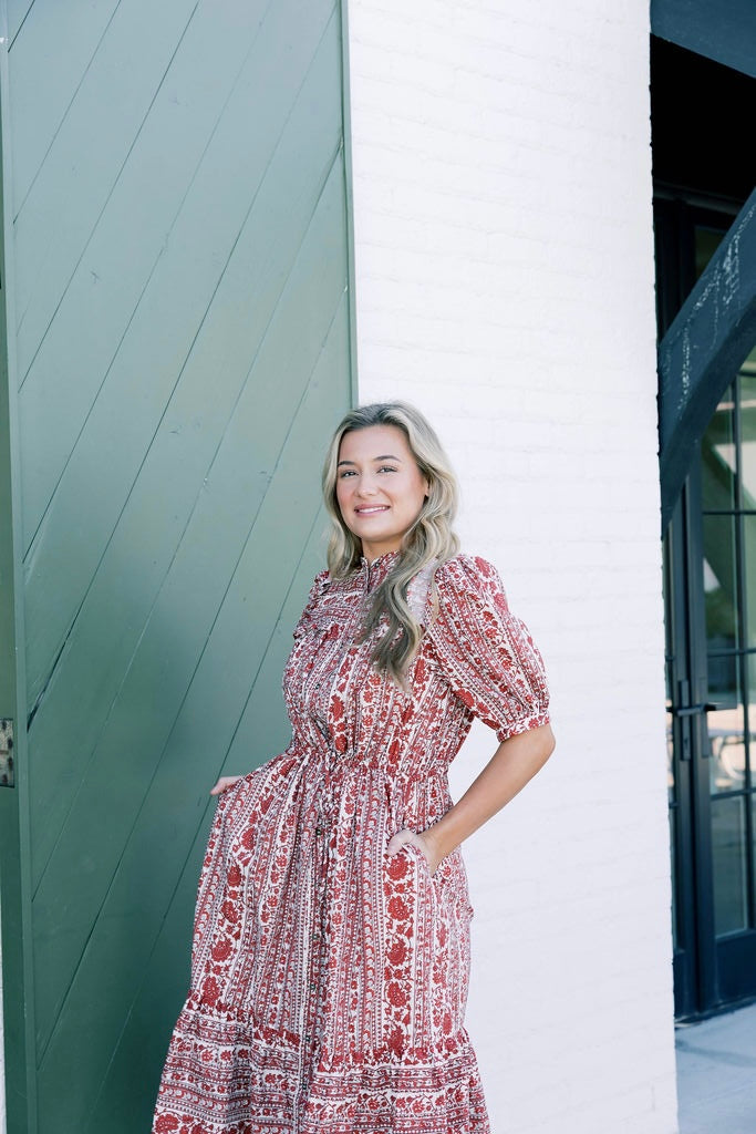 Red Roses Midi Dress