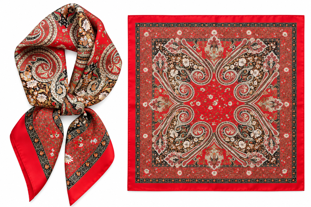 Red and Navy Paisley Scarf