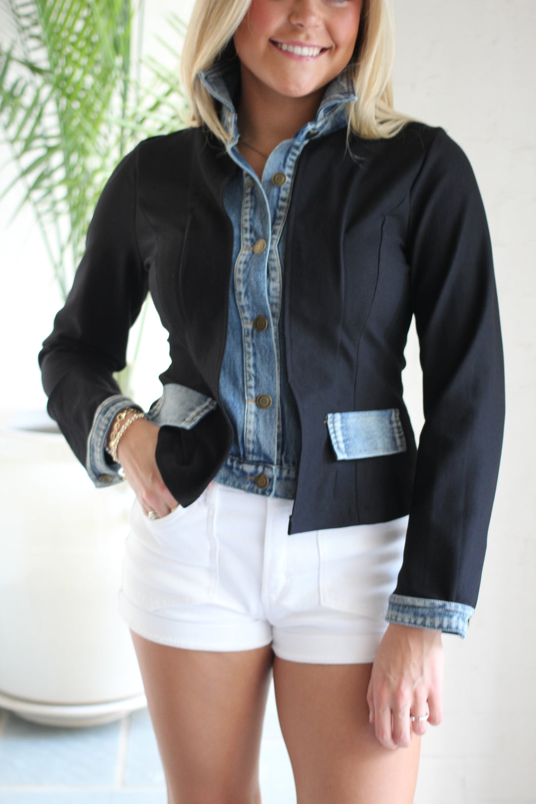Denim Stretch Knit Jacket