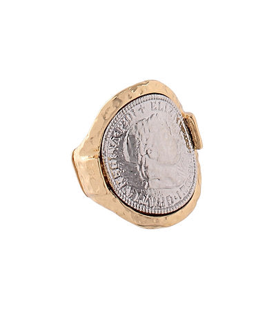 Mixed Metal Curved Coin Ring
