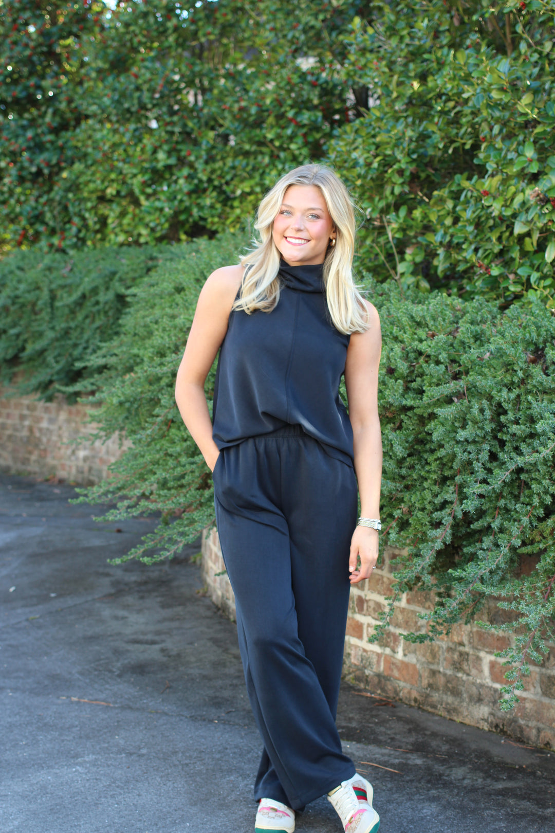 Lux Scuba Mock Neck Sleeveless Set