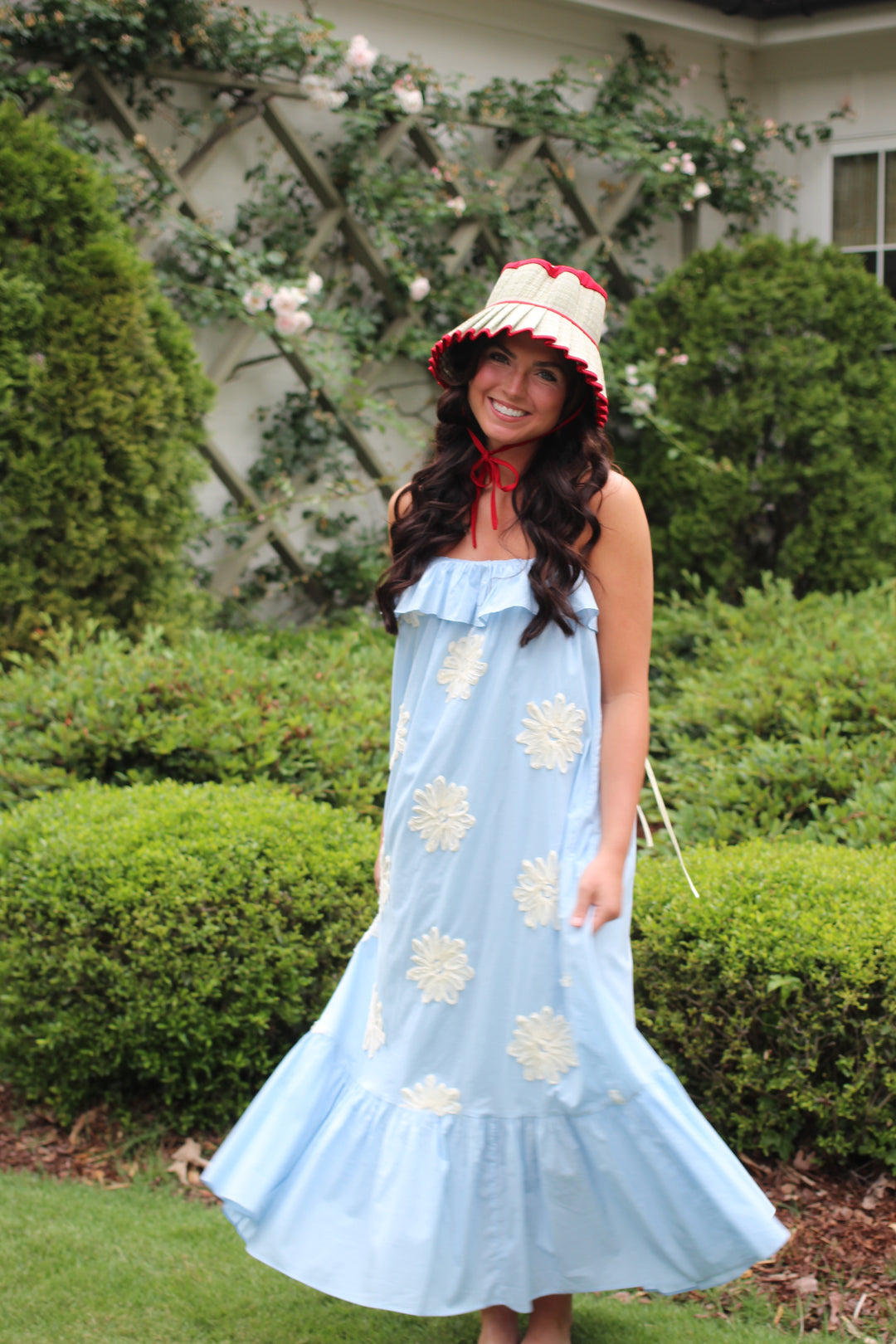 Embroidered Flower Flowy Maxi Dress