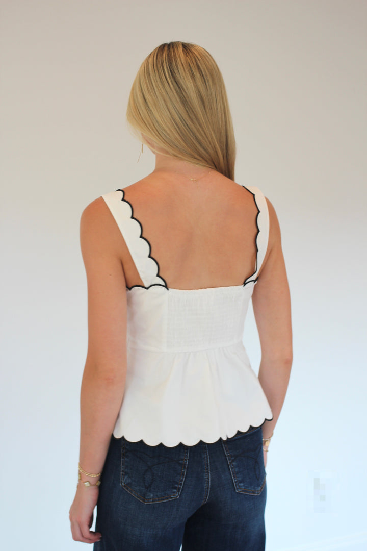 Scallop Square Neck Sleeveless Top