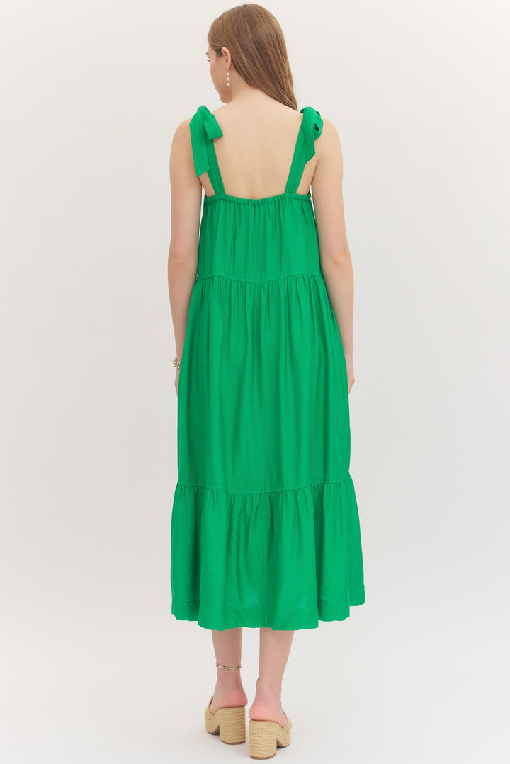 Rosemary Appliqué Midi Dress in Green