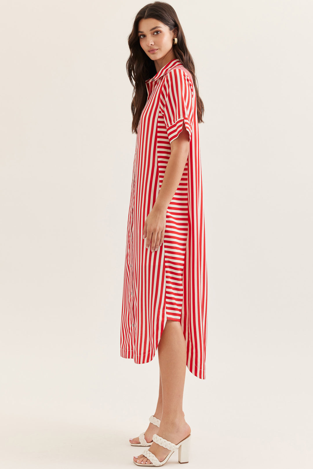 Magnolia Stripe Midi Dress in Red