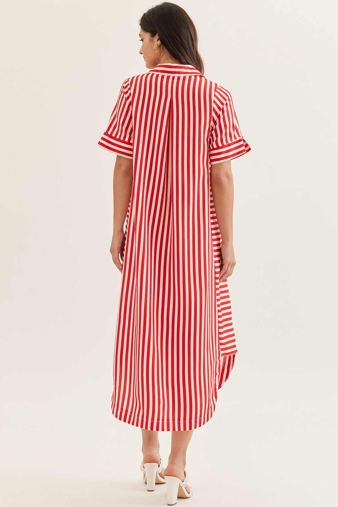 Magnolia Stripe Midi Dress in Red