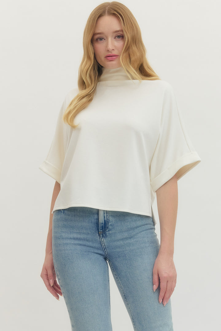 Classic Short Sleeve Mock Neck Top